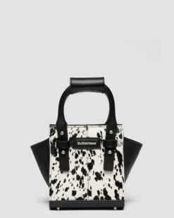 Extra Kleine Dalmatiner Hair On Leder Tote Bag in Creme & Schwarz