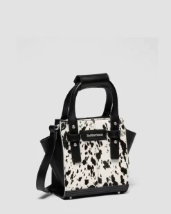 Extra Kleine Dalmatiner Hair On Leder Tote Bag in Creme & Schwarz