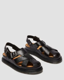Fisherman Crocodile Analine Leder Sandalen in Dunkelbraun