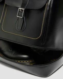 Glattleder Weekender Tasche in Schwarz