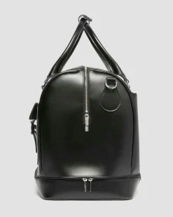 Glattleder Weekender Tasche in Schwarz