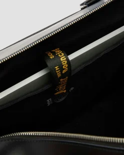 Glattleder Weekender Tasche in Schwarz