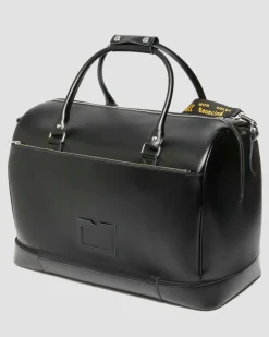 Glattleder Weekender Tasche in Schwarz
