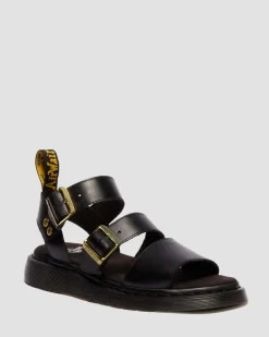 Gryphon Atlas Leder Gladiatorsandalen in Schwarz
