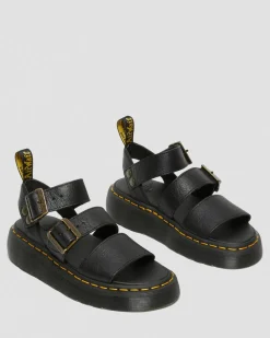 Gryphon Quad Leder Plattform Sandalen in Schwarz
