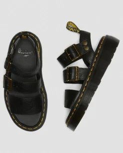 Gryphon Quad Leder Plattform Sandalen in Schwarz