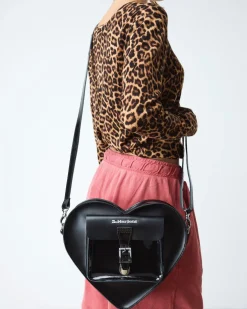 Herzförmige Ledertasche in Schwarz