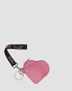 Herzförmige Schlüsselanhänger Ledertasche in Dms Pink