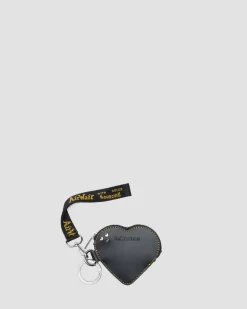 Herzförmige Schlüsselanhänger Ledertasche in Schwarz