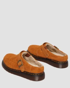 Isham Faux Shearling Lined Wildleder Mules in Pecan Brown