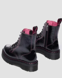 Jadon Distressed Lackleder Plateaustiefel in Schwarz