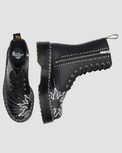 Jadon Hi Solar Flare Reclaimed Leder Plateaustiefel in Schwarz & Weiß