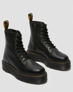 Jadon III Pisa Leder Plateaustiefel in Schwarz