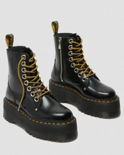 Jadon Max Buttero Leder Plateaustiefel in Schwarz