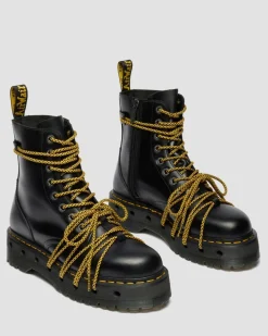 Jadon XL Leder Plateaustiefel in Schwarz