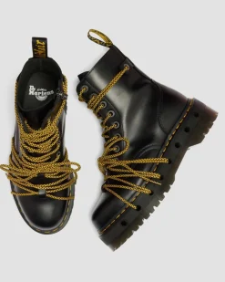 Jadon XL Leder Plateaustiefel in Schwarz