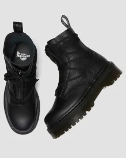 Jarrick II Geschnürte Leder Plateaustiefel in Schwarz