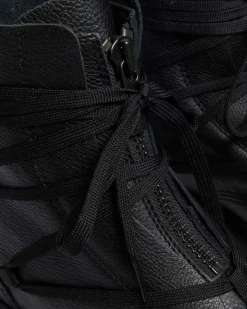 Jarrick II Geschnürte Leder Plateaustiefel in Schwarz