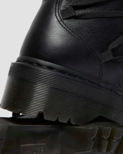 Jarrick II Geschnürte Leder Plateaustiefel in Schwarz