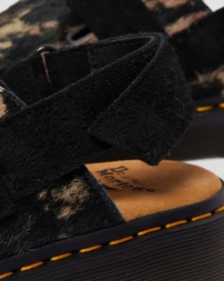 Jorge II Kontrast Hair-On Mules in Schwarz