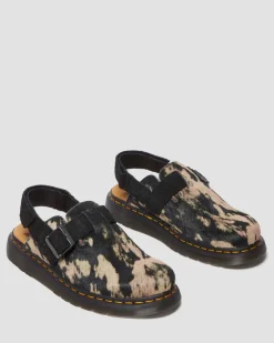 Jorge II Kontrast Hair-On Mules in Schwarz