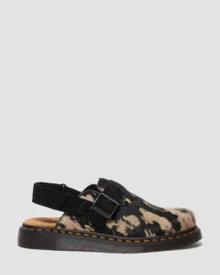 Jorge II Kontrast Hair-On Mules in Schwarz