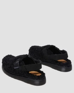Jorge II Wildleder & Borg Mules in Schwarz