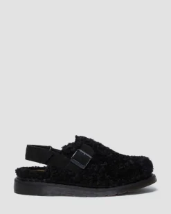 Jorge II Wildleder & Borg Mules in Schwarz