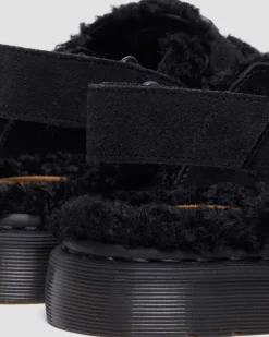 Jorge II Wildleder & Borg Mules in Schwarz