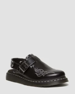 Jorge Leder Mules mit Kontrastnähten in Schwarz