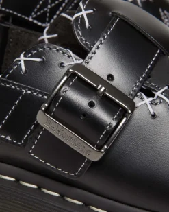 Jorge Leder Mules mit Kontrastnähten in Schwarz