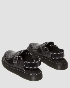Jorge Leder Mules mit Kontrastnähten in Schwarz