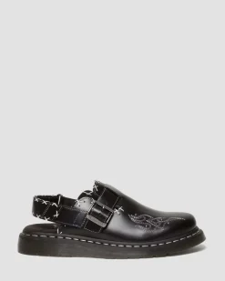 Jorge Leder Mules mit Kontrastnähten in Schwarz