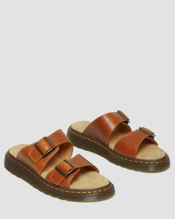 Josef Leder Buckle Slide Sandalen in Oak