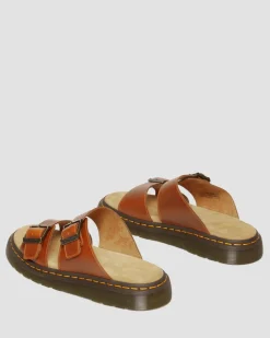 Josef Leder Buckle Slide Sandalen in Oak