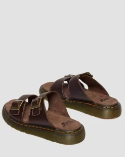 Josef Slide Grizzly Leder Sandalen in Dunkelbraun