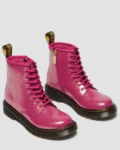 JUNIOR 1460 GLITZER LACKLEDER STIEFEL in Pink, Silber & Gold