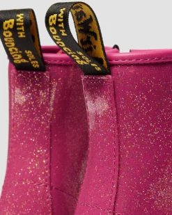 JUNIOR 1460 GLITZER LACKLEDER STIEFEL in Pink, Silber & Gold