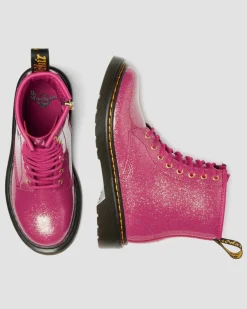 JUNIOR 1460 GLITZER LACKLEDER STIEFEL in Pink, Silber & Gold