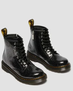 JUNIOR 1460 GLITZER LACKLEDER STIEFEL in Schwarz & Silber
