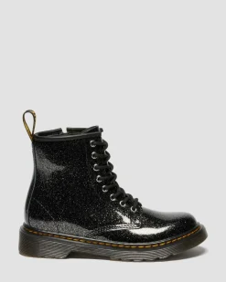 JUNIOR 1460 GLITZER LACKLEDER STIEFEL in Schwarz & Silber
