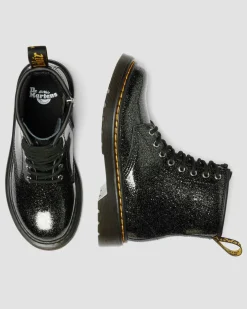 JUNIOR 1460 GLITZER LACKLEDER STIEFEL in Schwarz & Silber