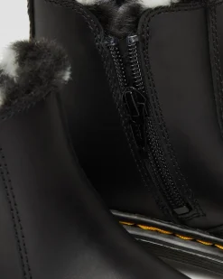 Junior 2976 Leonore Chelsea Boots aus Leder mit Kunstfellfutter in Schwarz