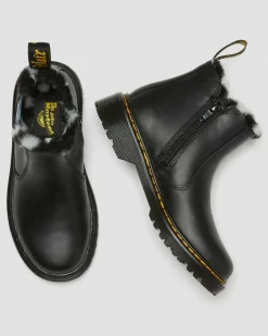 Junior 2976 Leonore Chelsea Boots aus Leder mit Kunstfellfutter in Schwarz