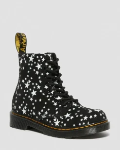 Junior 1460 Pascal Star Suede Lace Up Boots in Schwarz