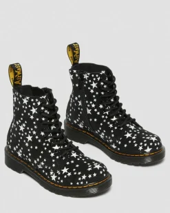 Junior 1460 Pascal Star Suede Lace Up Boots in Schwarz