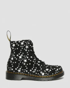 Junior 1460 Pascal Star Suede Lace Up Boots in Schwarz