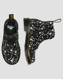 Junior 1460 Pascal Star Suede Lace Up Boots in Schwarz