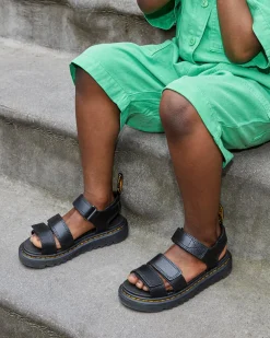 Junior Klaire Leder Riemen Sandalen in Schwarz