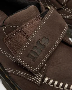 Junior Raffe Strap Tumbled Nubuck Schuhe mit Klettverschluss in Dunkelbraun